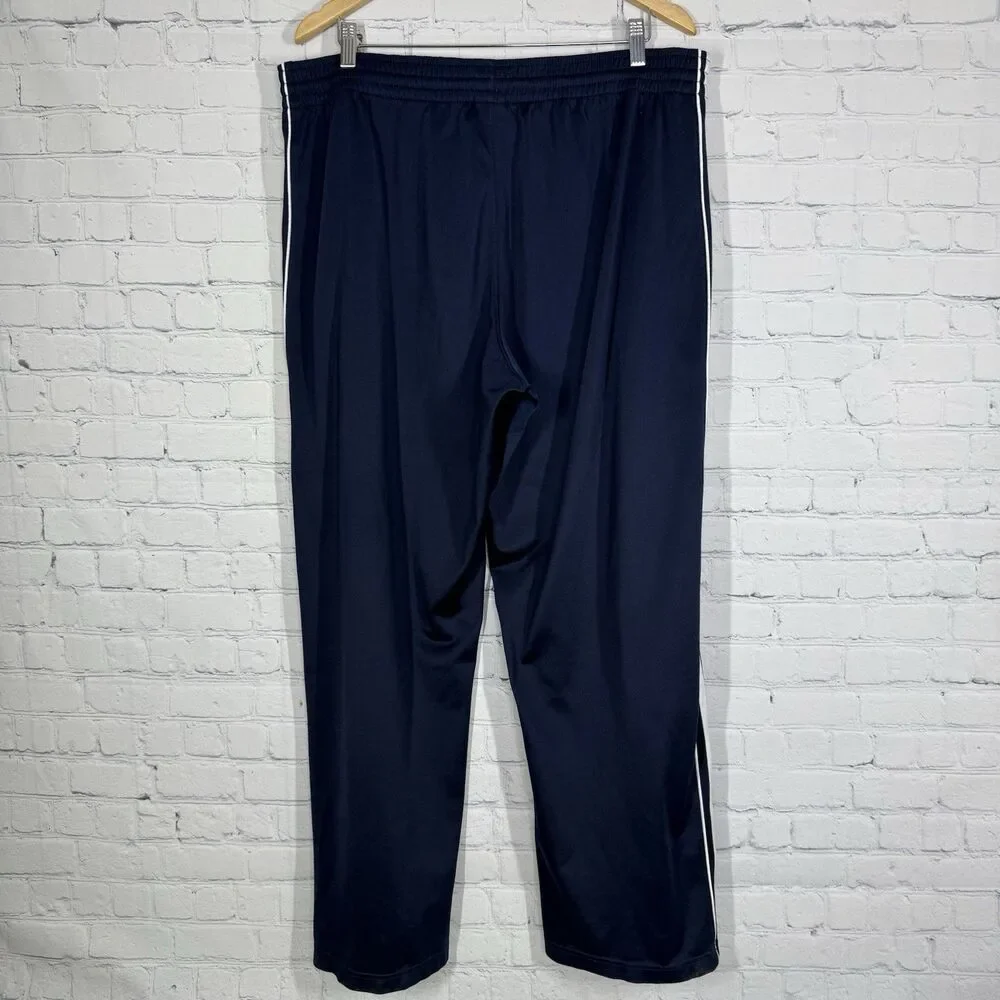 Nike Track Pants Large Navy Blue Wide Leg Athletic Pants Swoosh Y2K Athleisure